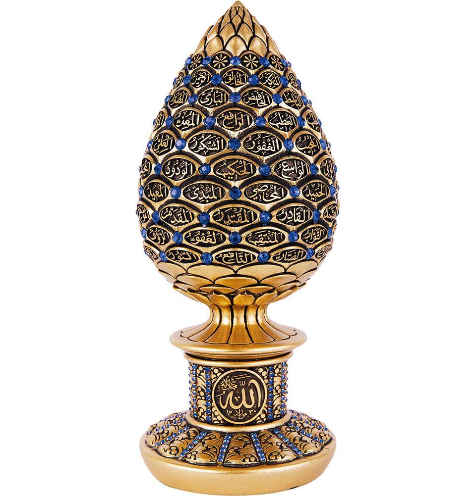 Islamic Table Decor 99 Names of Allah Egg Gold/Blue 1632