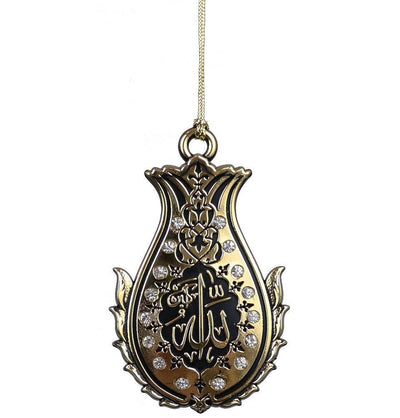 Modefa Islamic Decor Gold/Crystal Double-Sided Lalegul Car Hanger - Crystal