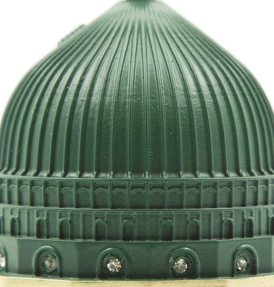 Modefa Islamic Decor Gold - Green Dome/Allah/Muhammad Islamic Table Decor 3 Piece Set - Green Dome Replica & Allah Muhammad Crescent Moon