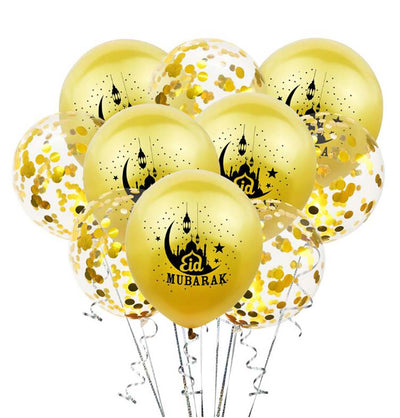 Modefa Islamic Decor Gold Islamic Holiday Decor | Eid Mubarak Balloons | 10 Pack - Gold