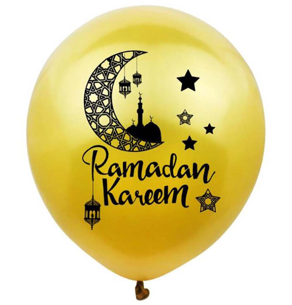 Modefa Islamic Decor Gold Islamic Holiday Decor | Ramadan Kareem Balloons | 10 Pack - Gold
