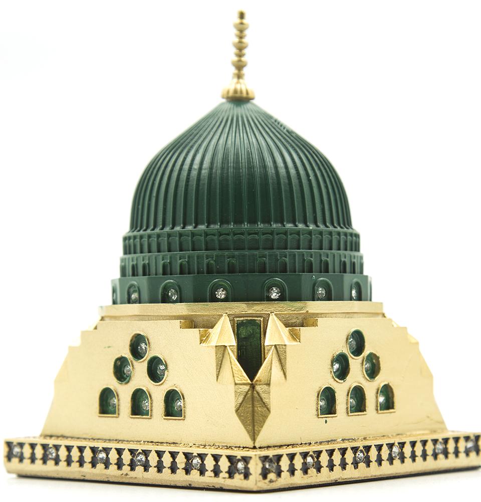 Modefa Islamic Decor Gold Islamic Table Decor Al-Masjid an-Nabawi Green Dome Replica #843 Gold - Small