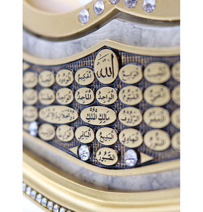 Modefa Islamic Decor Gold Islamic Table Decor Clock with 99 Names of Allah 3511