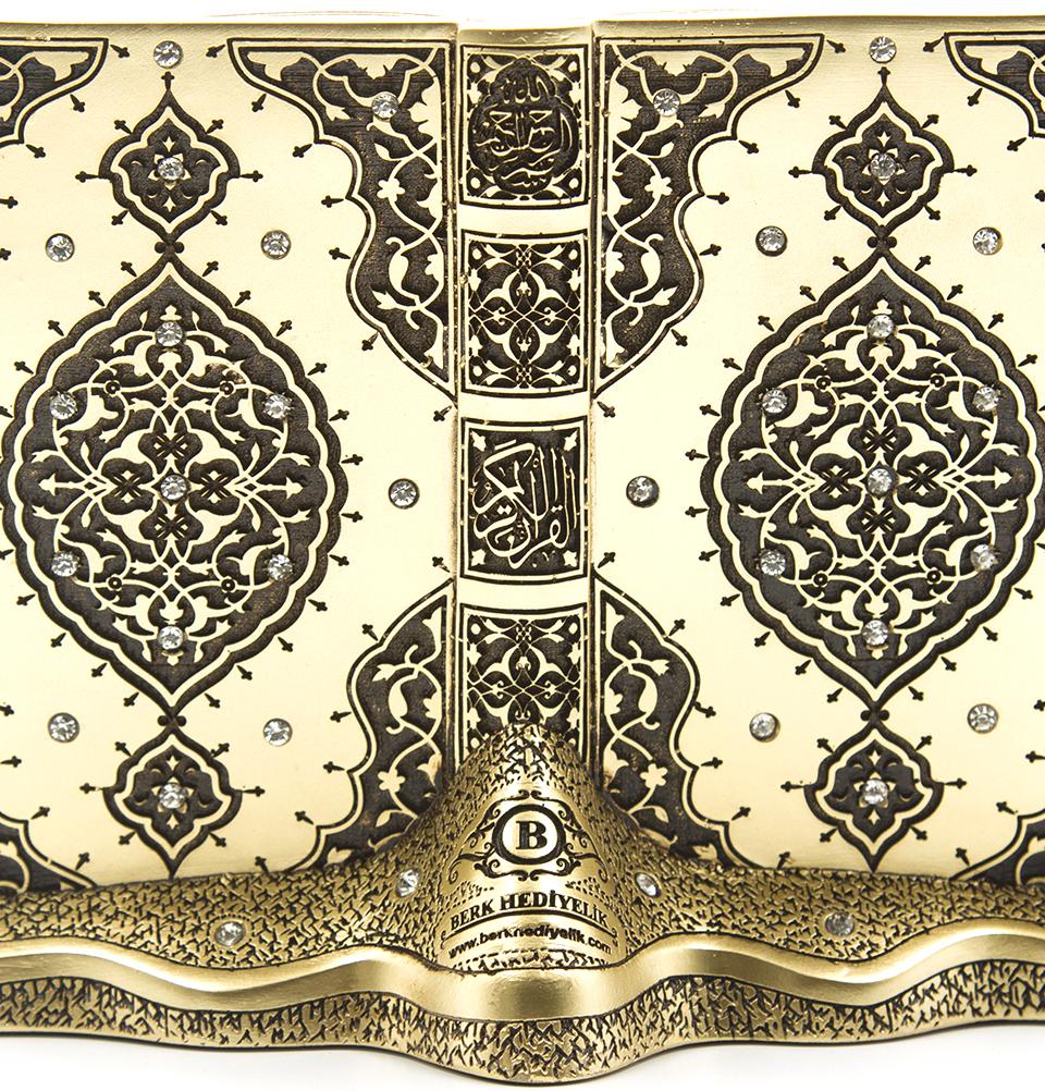 Modefa Islamic Decor Gold Islamic Table Decor Quran Open Book Allah Muhammad Gold #504