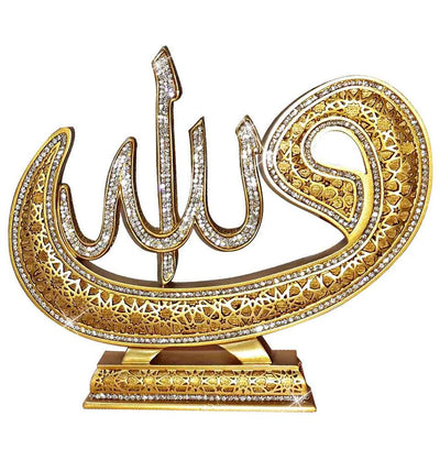 Modefa Islamic Decor Gold Islamic Table Decor Selcuk Allah & Muhammad Waw Set - Gold