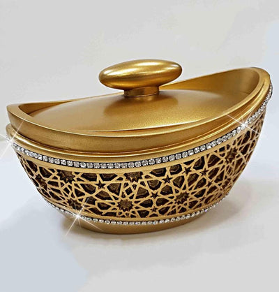 Islamic Table Decor Selcuk Covered Dish - Gold