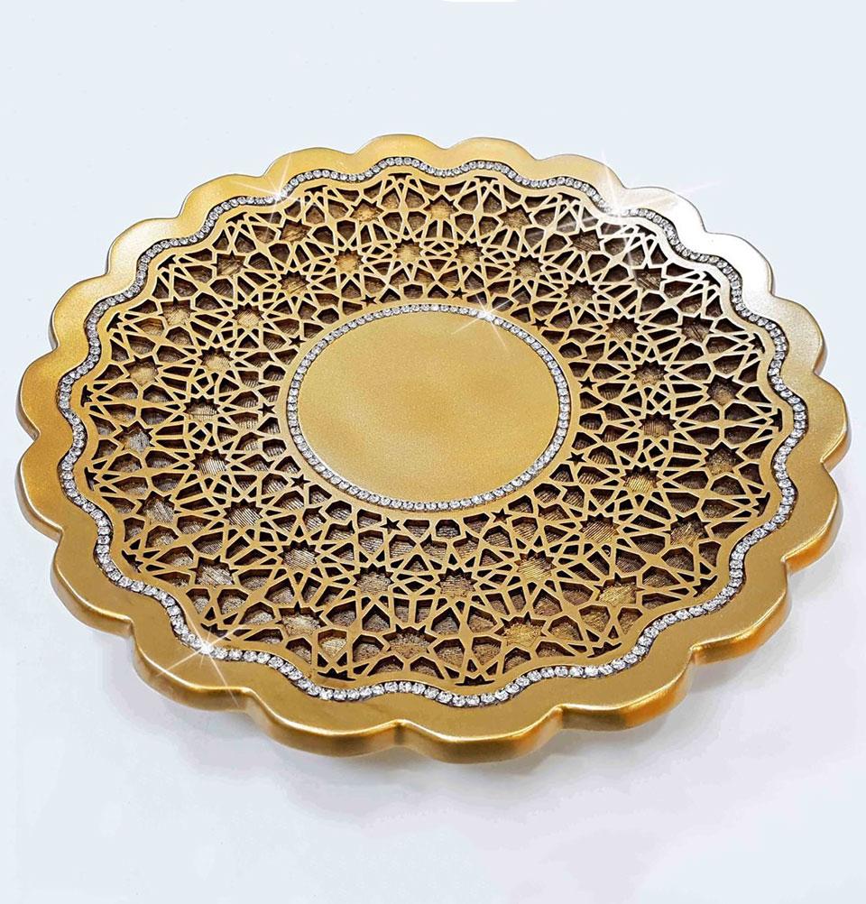 Islamic Table Decor Selcuk Fruit Plate - Gold
