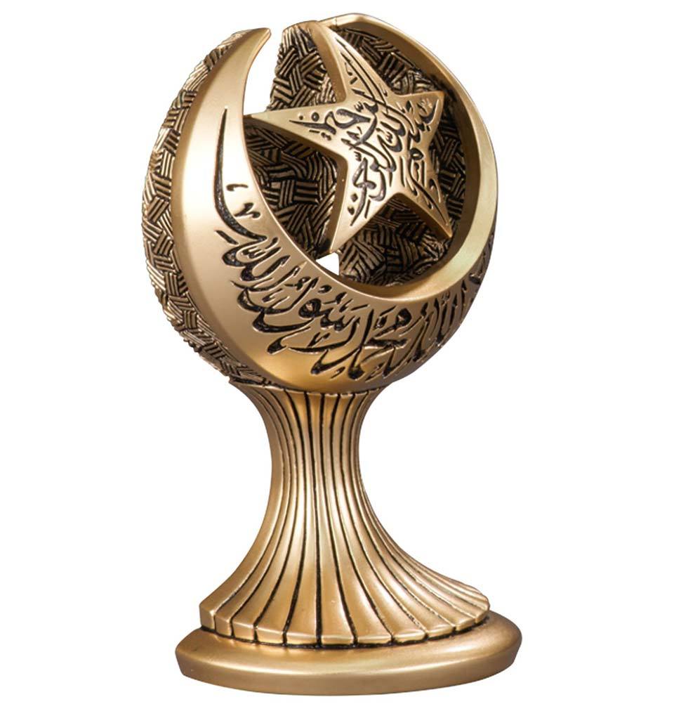 Modefa Islamic Decor Gold Islamic Table Decor | Tawhid & Bismillah - Crescent Moon & Star | Gold 130-3S