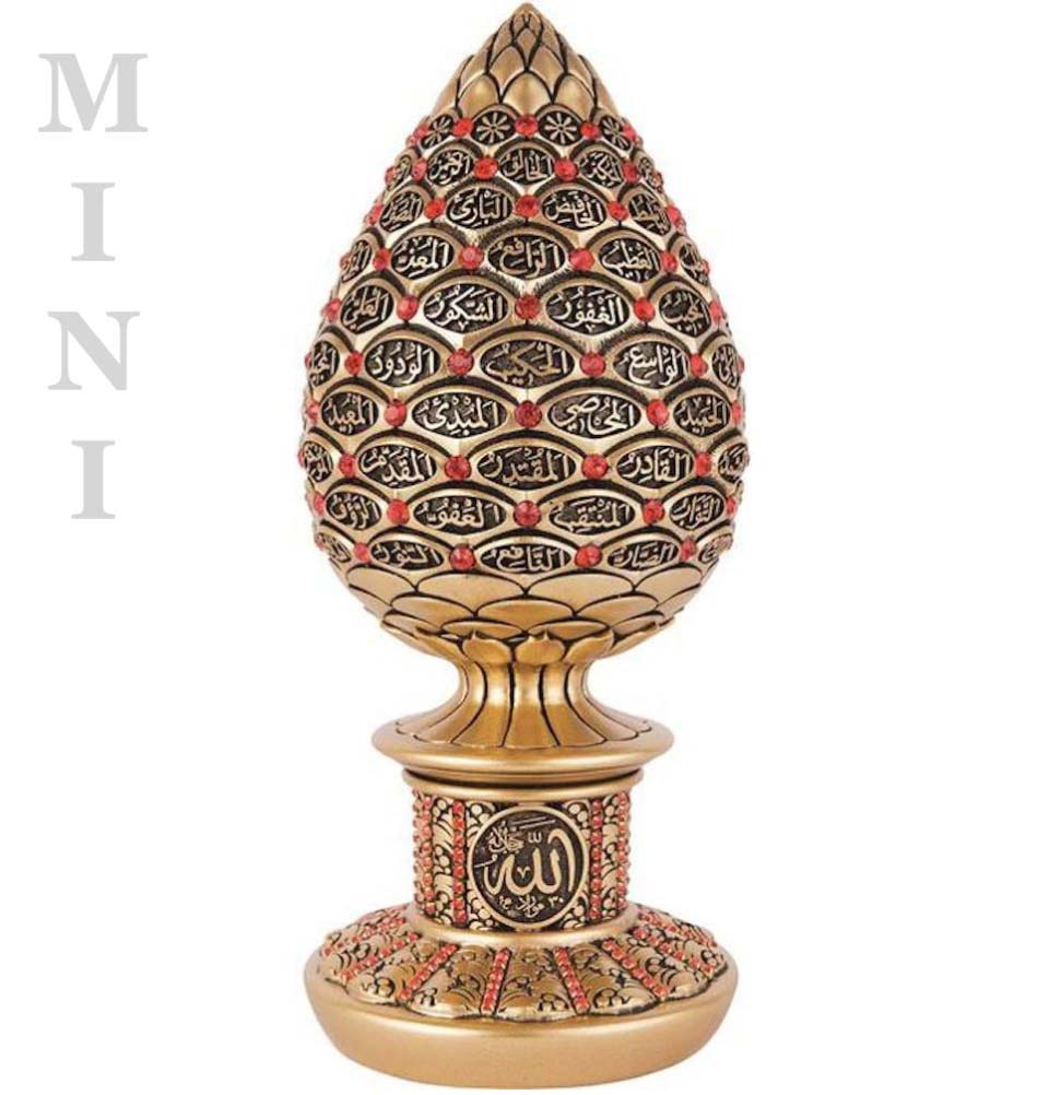 Modefa Islamic Decor Gold/Red Islamic Table Decor | 99 Names of Allah Egg | Gold & Red 2946 Mini