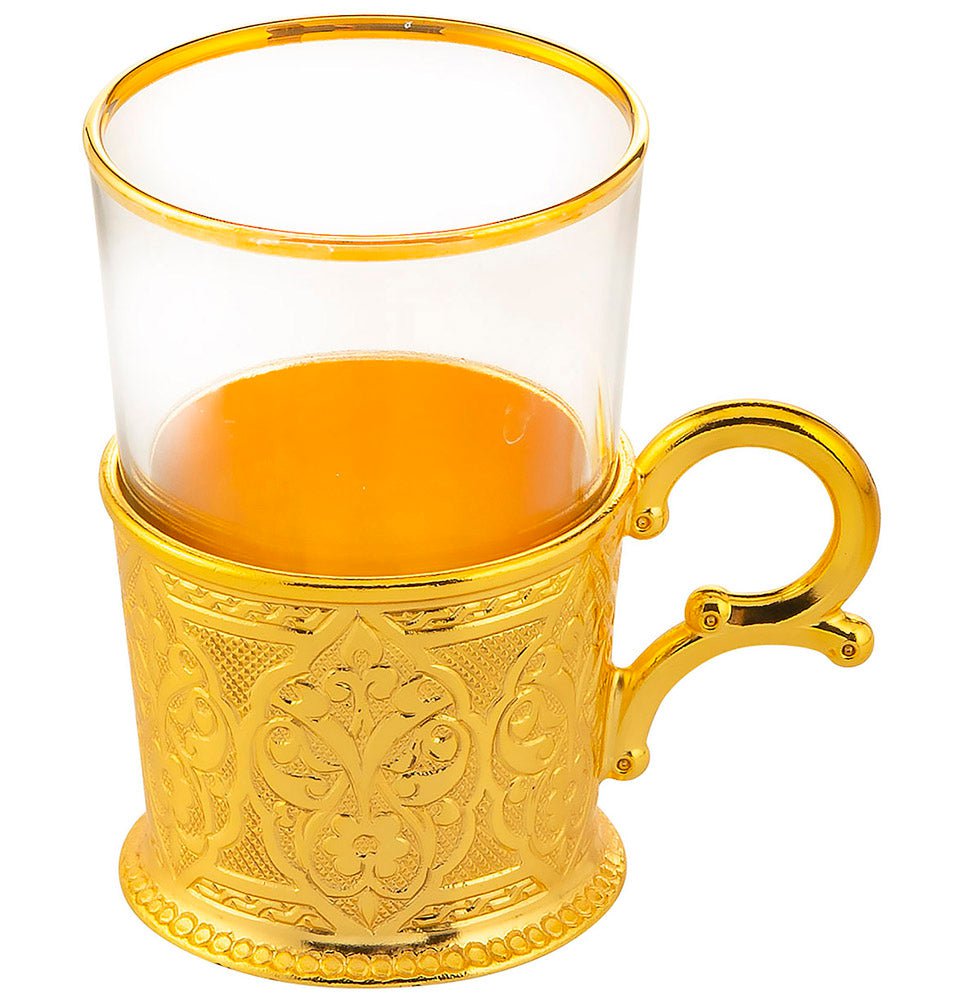 Turkish Set of 6 Large Tea Cups | Ottoman Style 166-K-18 Gold
