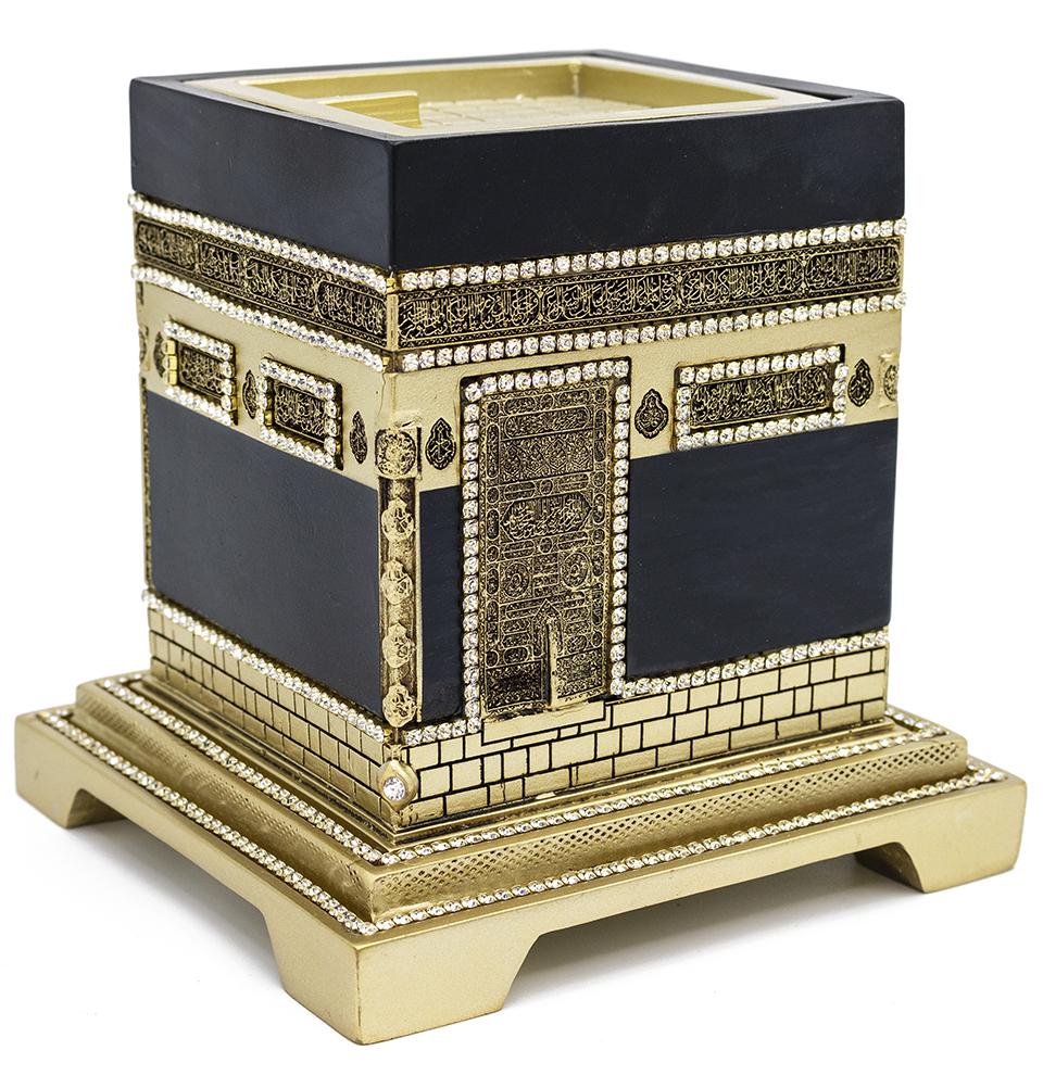 Modefa Islamic Decor Gold With Kaba Islamic Table Decor 2 Piece Set | Al Masjid an Nabawi & Kaba Replica | Gold