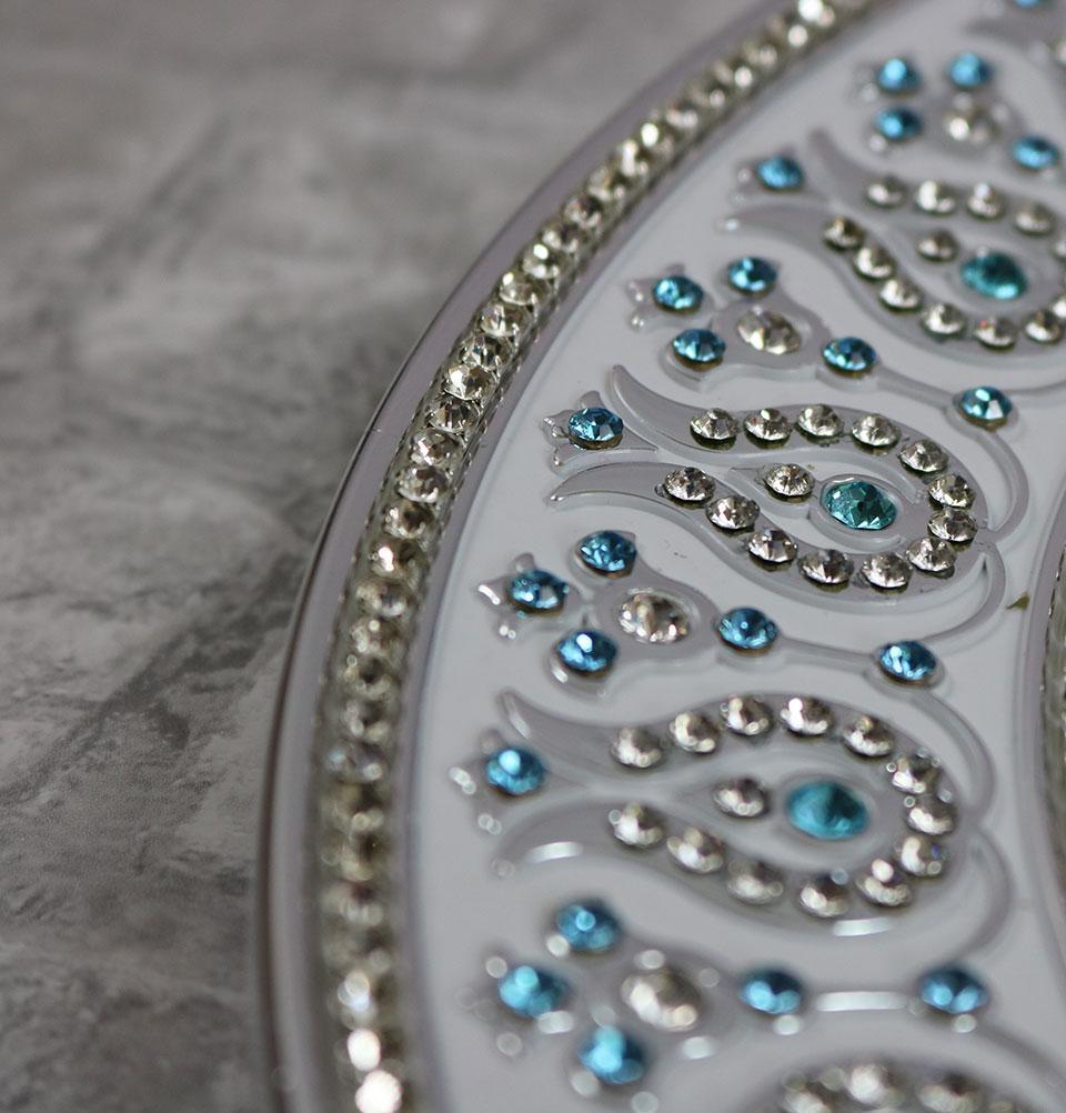 Islamic Decor Decorative Plate Silver & Light Blue Tawhid 33cm