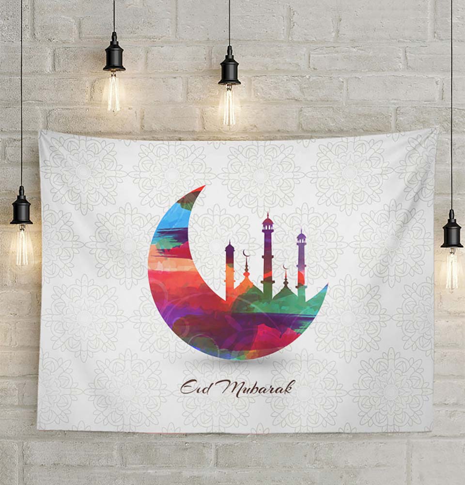 Modefa Islamic Decor Islamic Holiday Decor | Eid Mubarak Crescent Moon Tapestry 51x59in