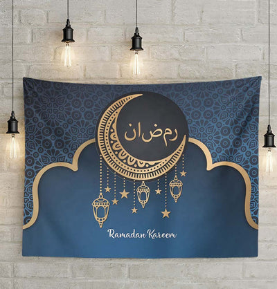 Modefa Islamic Decor Islamic Holiday Decor | Ramadan Kareem Crescent Moon Tapestry 51x59in