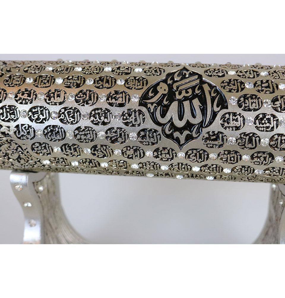 Modefa Islamic Decor Islamic Table Decor 99 Names of Allah Scroll & Stand Silver