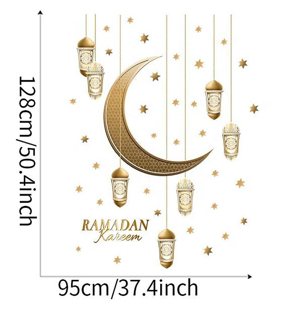 Modefa Islamic Decor Islamic Wall Decal Sticker - Ramadan Kareem Crescent Moon, Stars, & Lanterns