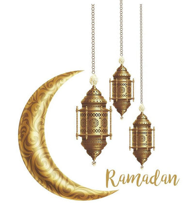 Modefa Islamic Decor Islamic Wall Decal Sticker - Ramadan Moon & Lanterns