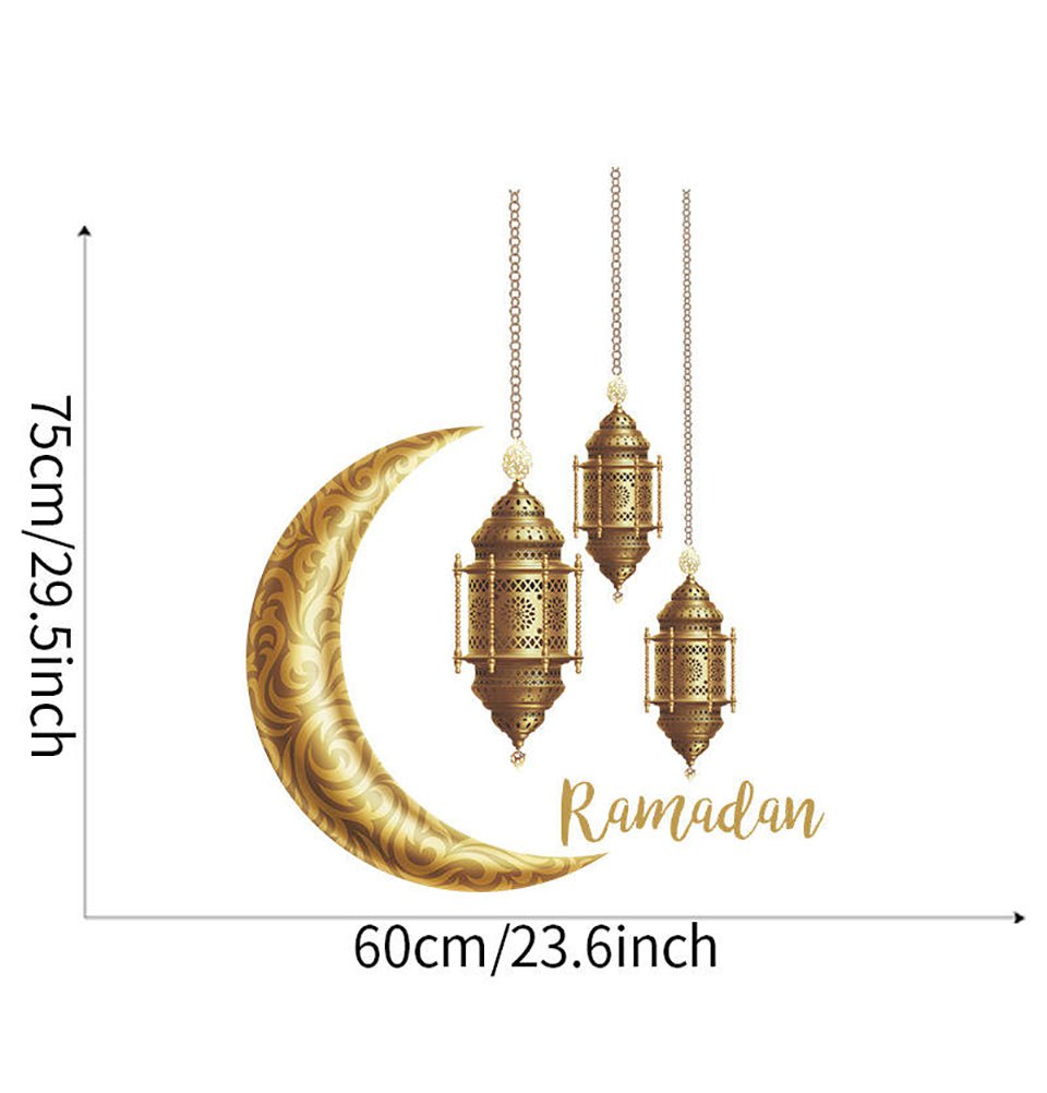 Modefa Islamic Decor Islamic Wall Decal Sticker - Ramadan Moon & Lanterns