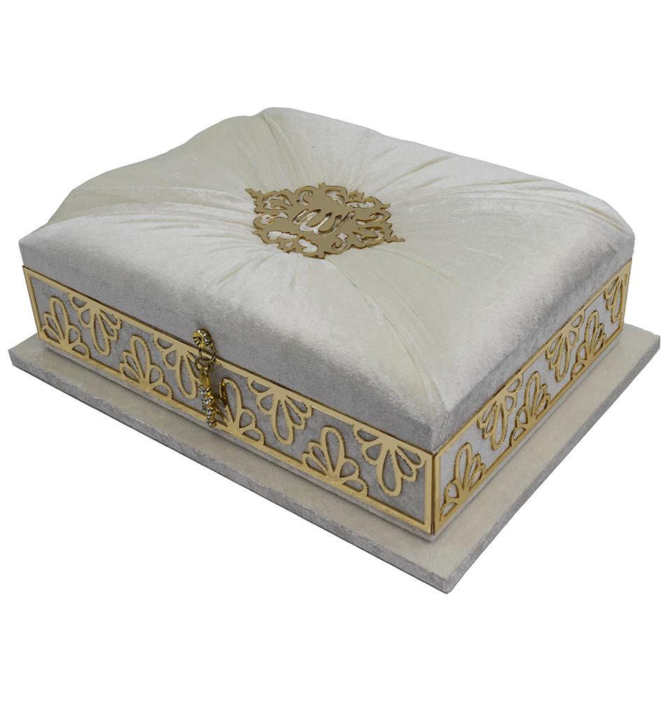 Modefa Islamic Decor Ivory Holy Quran in Keepsake Velvet Gift Case - Ivory #429