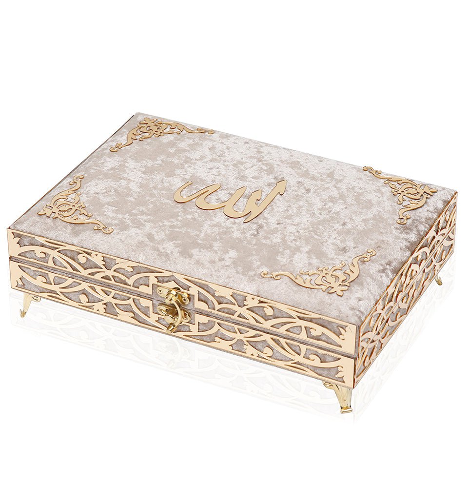 Modefa Islamic Decor Ivory Holy Quran Keepsake Ikra Gift Set for Women - With Hijab & Tesbih - Ivory