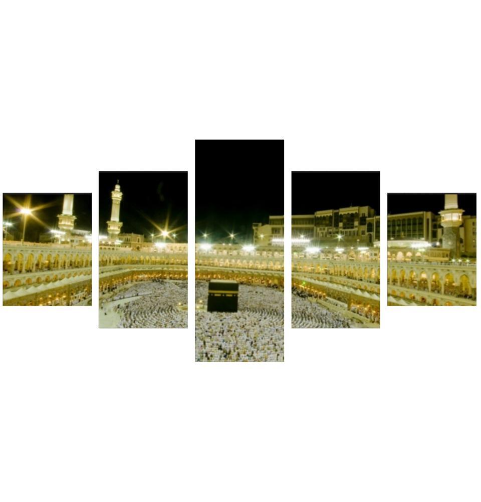 Modefa Islamic Decor Kaba Al Masjid Al Haram Mecca 5 Piece Canvas 160 x 80cm B11643-5 - Modefa 