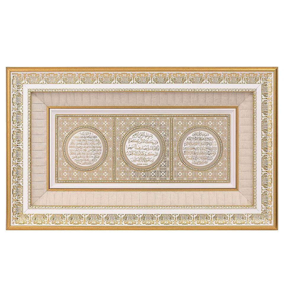 Large Framed Islamic Art Ayatul Kursi, Nazar Dua, and 99 Names of Allah 19 X 30in 0883