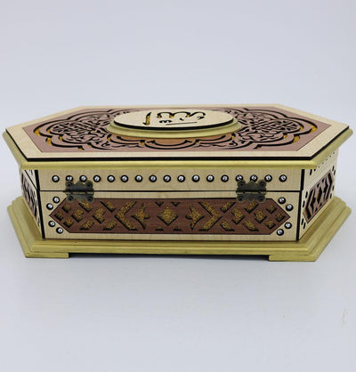 Lasercut Elegant Wooden Quran Display Box with Quran - Style 3