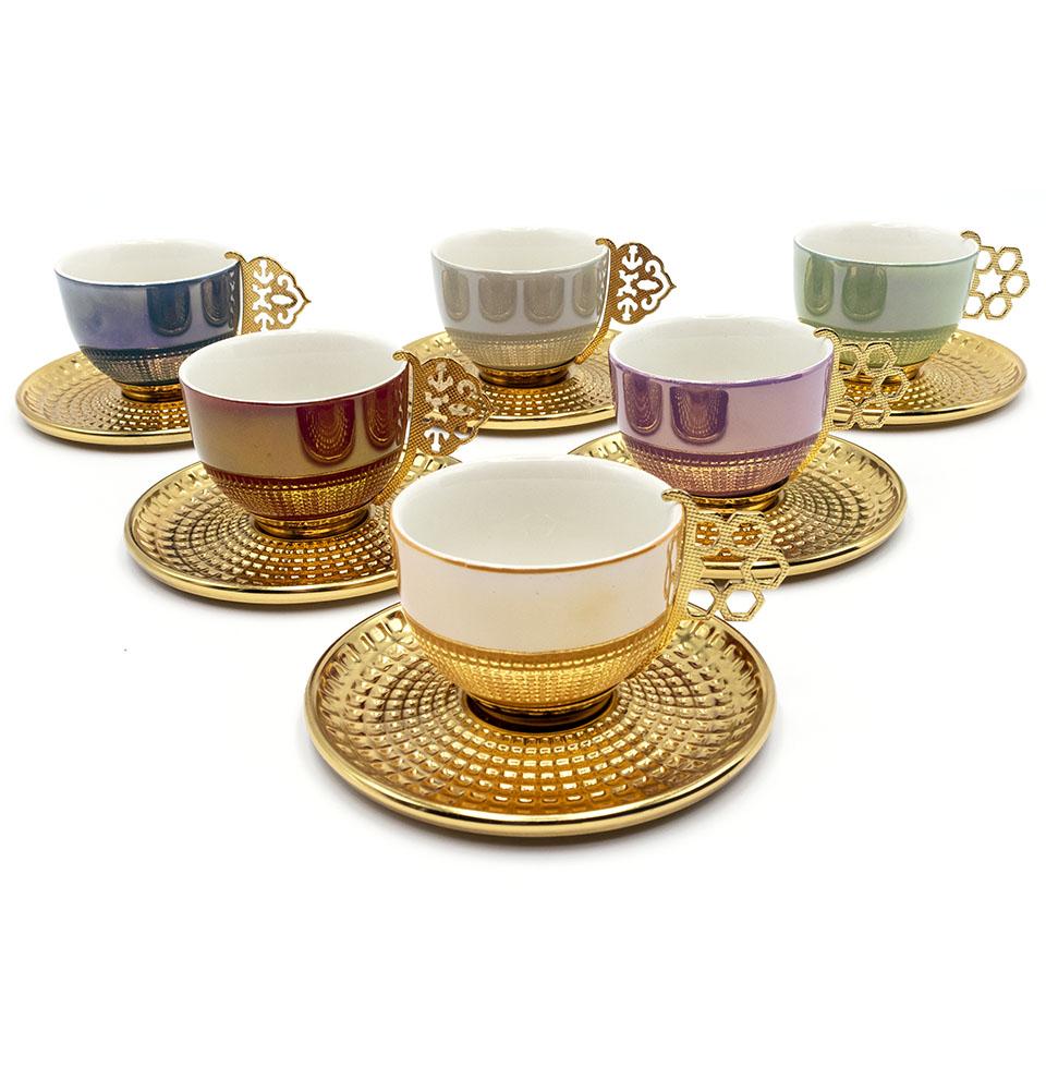 Turkish Luxury 6 Piece Coffee Cup Set in Assorted Colors