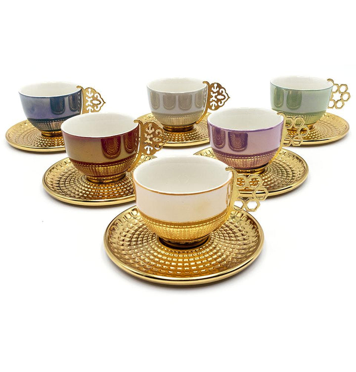 Turkish Luxury 6 Piece Coffee Cup Set in Assorted Colors