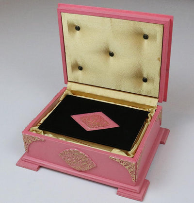 Handmade Wooden Luxury Quran Display Box with Quran - Pink