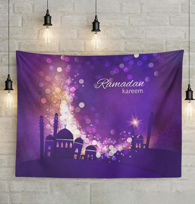 Modefa Islamic Decor Purple Islamic Holiday Decor | Ramadan Kareem Tapestry 51x59in - Purple