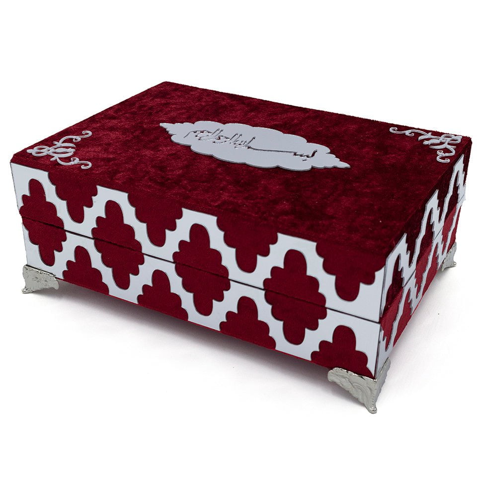 Modefa Islamic Decor Red Holy Quran in Keepsake Velvet Gift Case - Red