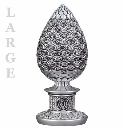 Modefa Islamic Decor Silver Islamic Table Decor | 99 Names of Allah Egg | Silver 160-4G Large