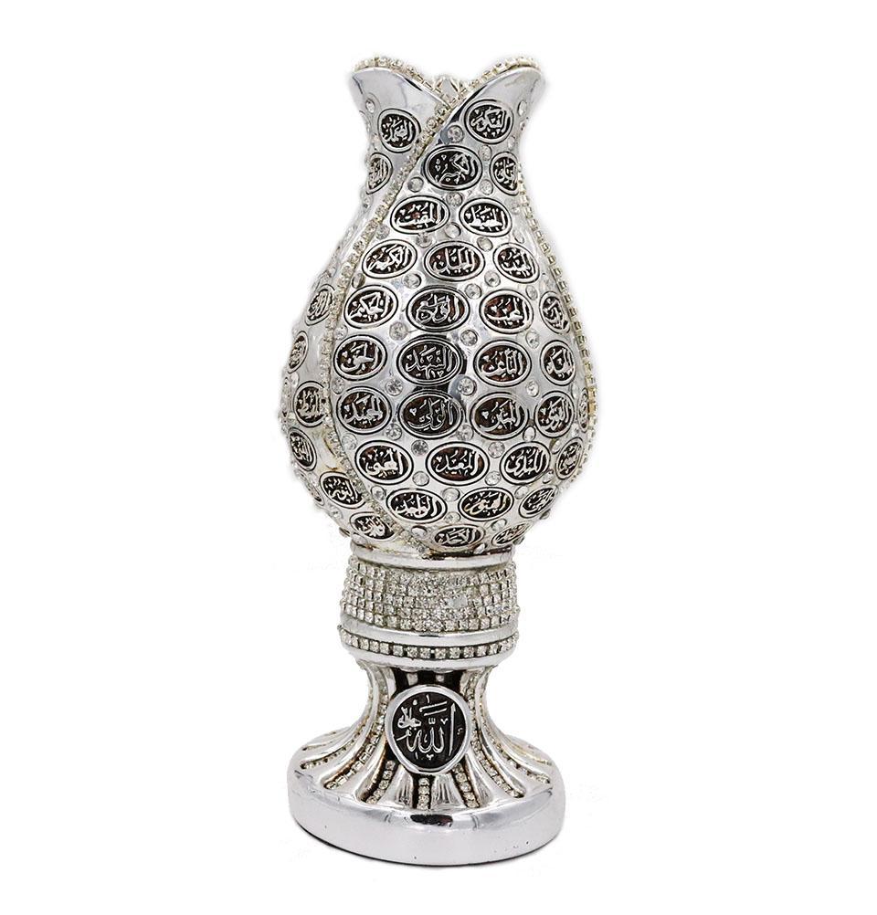 Islamic Table Decor 99 Names of Allah Tulip Egg Silver