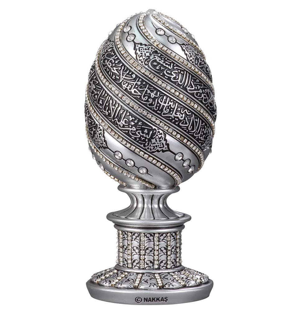 Modefa Islamic Decor Silver Islamic Table Decor | Ayatul Kursi Egg | Silver 170-3G