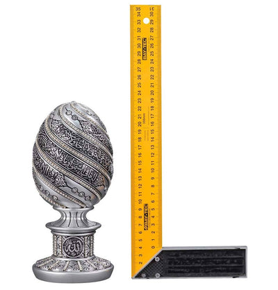 Modefa Islamic Decor Silver Islamic Table Decor | Ayatul Kursi Egg | Silver 170-4G Large