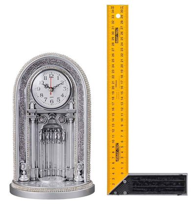 Modefa Islamic Decor Silver Islamic Table Decor Clock | Ayatul Kursi Mihrab | Silver 331-4G