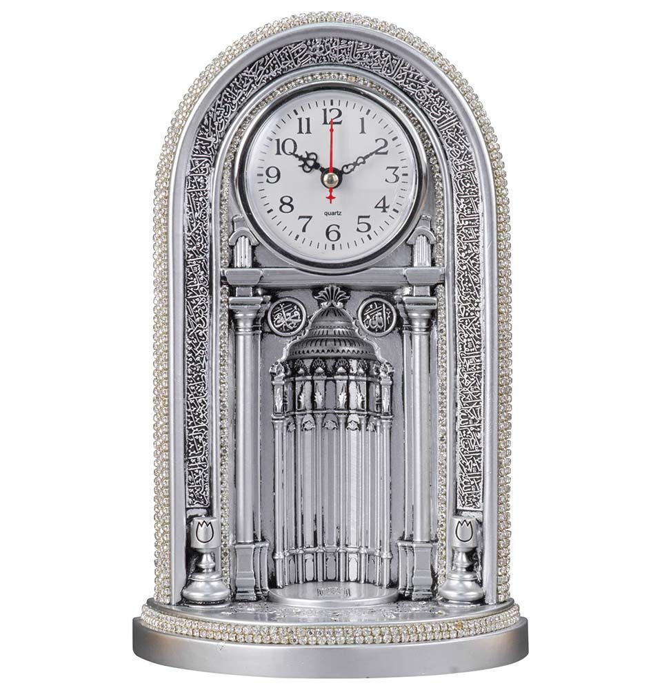 Islamic Table Decor Clock | Ayatul Kursi Mihrab | Silver 331-4G