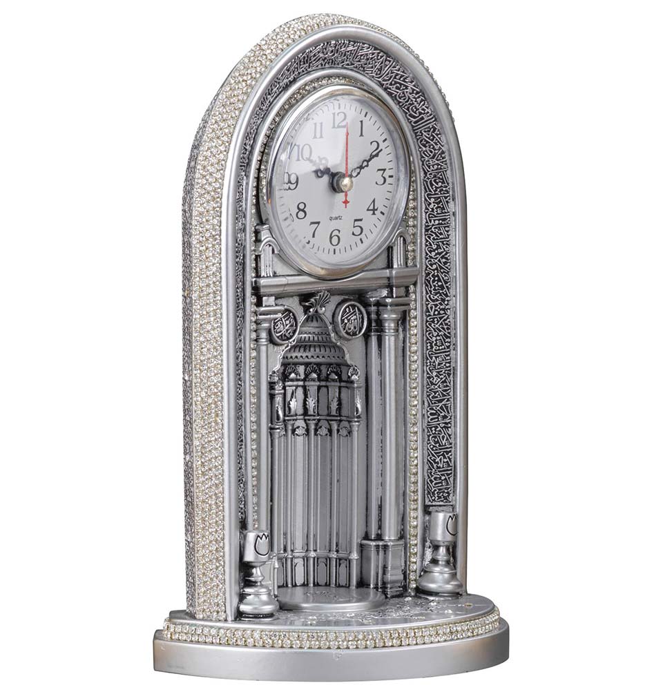 Islamic Table Decor Clock | Ayatul Kursi Mihrab | Silver 331-4G