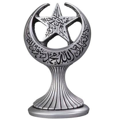 Modefa Islamic Decor Silver Islamic Table Decor | Tawhid & Bismillah - Crescent Moon & Star | Silver 130-3S