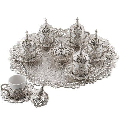 Luxurious Silver and Multicolor Turkish Coffee Set – LOKUM