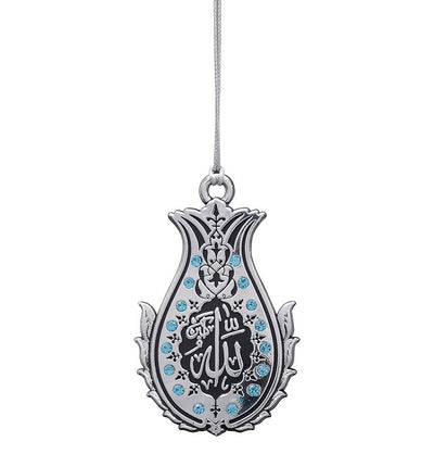 Modefa Islamic Decor Silver/Turquoise Double-Sided Lalegul Car Hanger - Silver/Turquoise