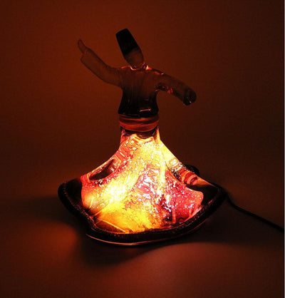 Whirling Dervish Glass Lamp - Orange
