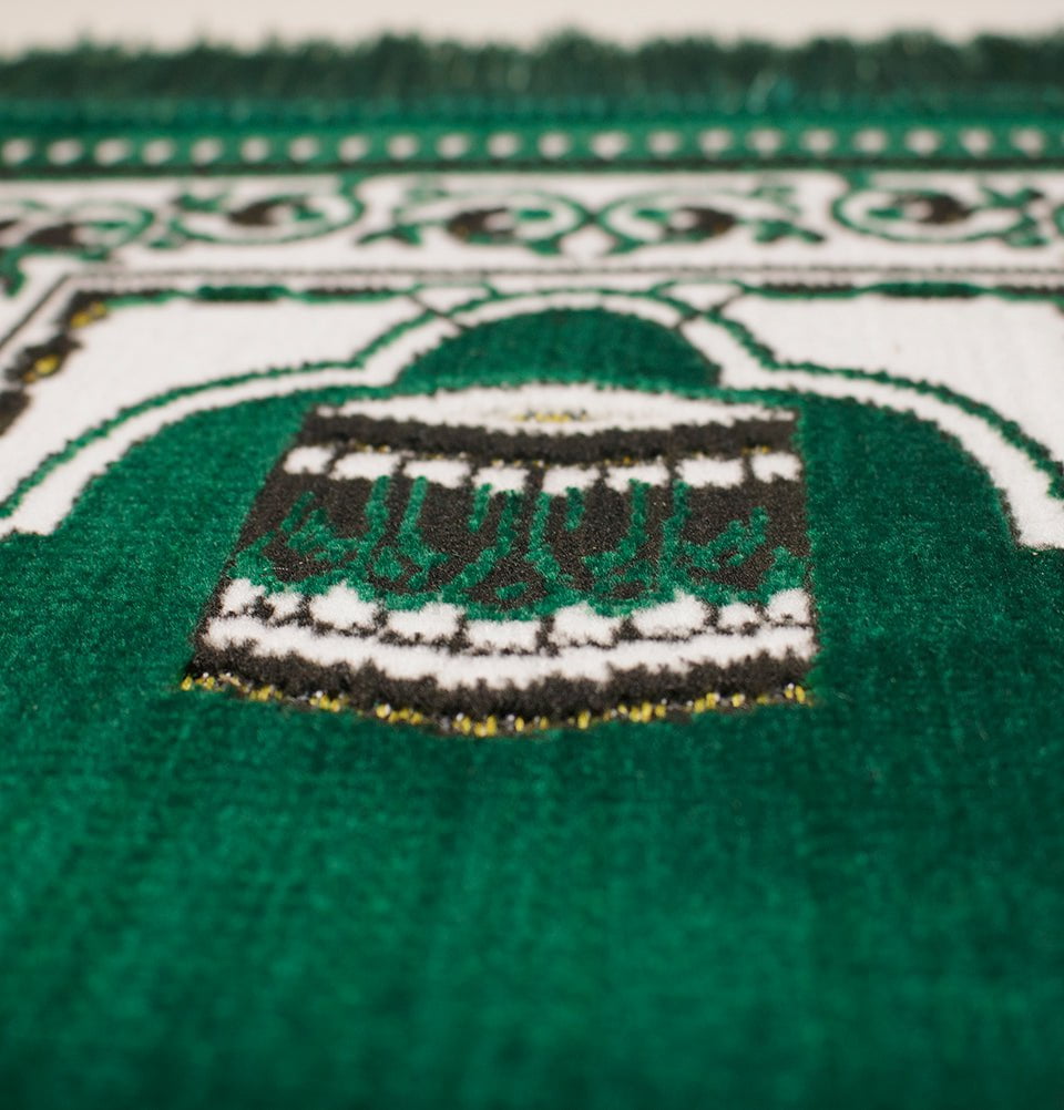 Modefa Kb1 Green Child Velvet Islamic Prayer Rug - Kaba KB1 Green