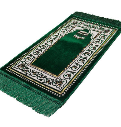 Modefa Kb1 Green Child Velvet Islamic Prayer Rug - Kaba KB1 Green