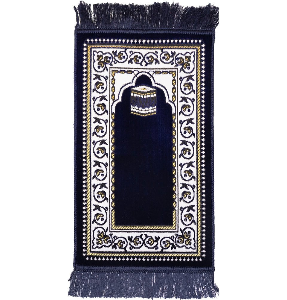 Modefa Kb1 Navy Blue Child Velvet Islamic Prayer Rug - Kaba KB1 Navy Blue