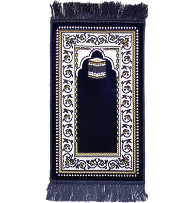 Modefa Kb1 Navy Blue Child Velvet Islamic Prayer Rug - Kaba KB1 Navy Blue