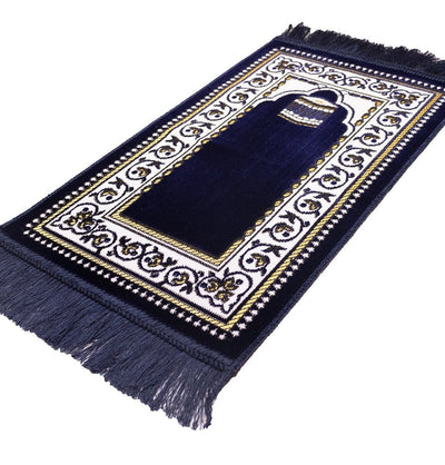 Modefa Kb1 Navy Blue Child Velvet Islamic Prayer Rug - Kaba KB1 Navy Blue