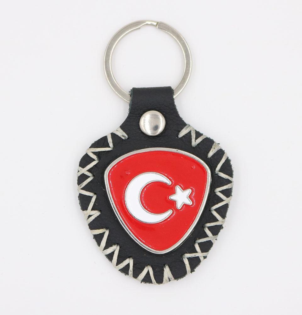 Ertugrul Islamic Crescent Moon & Star Metal Emblem Keychain Red