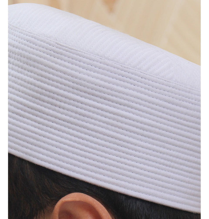 Islamic Muslim Hat Namaz Topi Kufi – White, Men's Prayer Cap, Size 56cm (Large), Made In Bangladesh